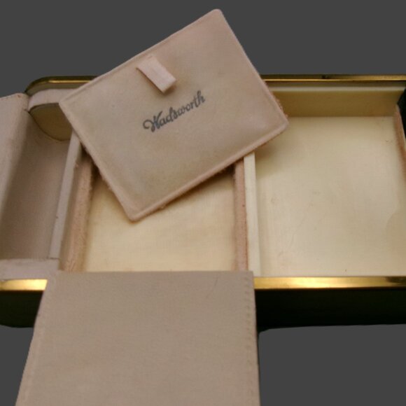 Wadsworth Black Suede Compact Wristlet Minaudiere Cigarette Holder, VTG Vanity - Picture 5 of 11